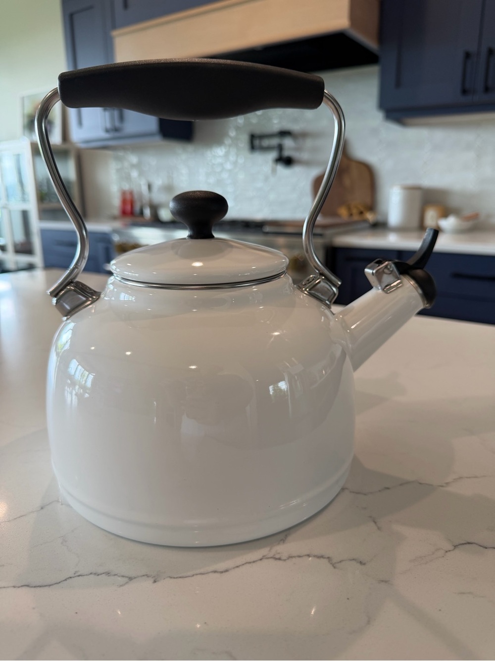 Classic White Stovetop Whistling Kettle